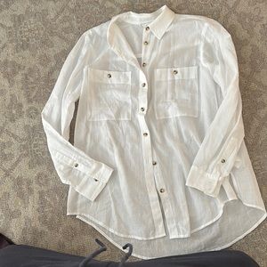 Never worn white linen collar shirt